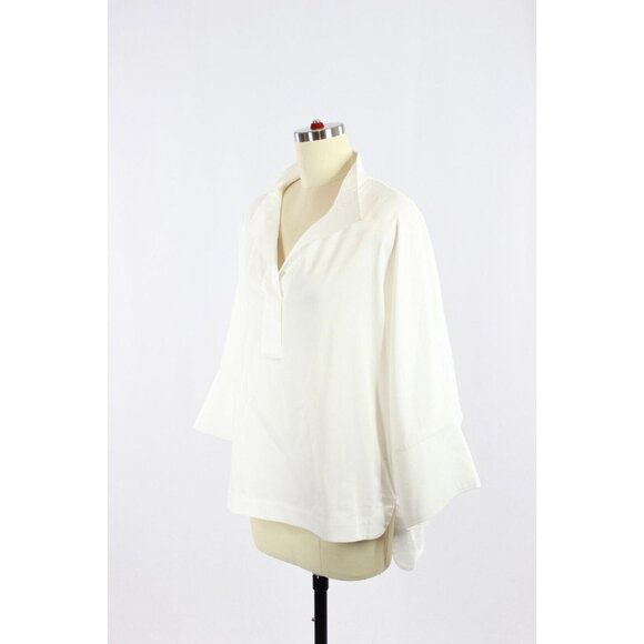 TED BAKER Avereye White Cotton Sateen Popover Batwing Blouse, Size 4/10 - Picture 5 of 14